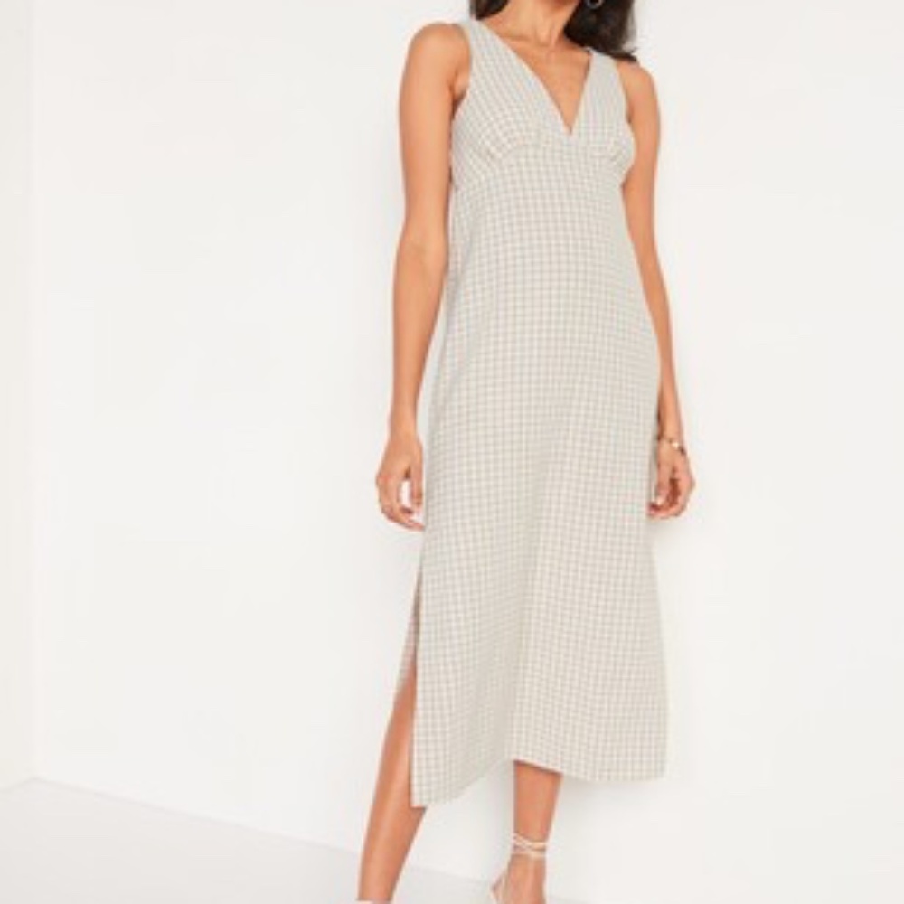 BNWT Linen Blend Gingham Midi/Maxi dress